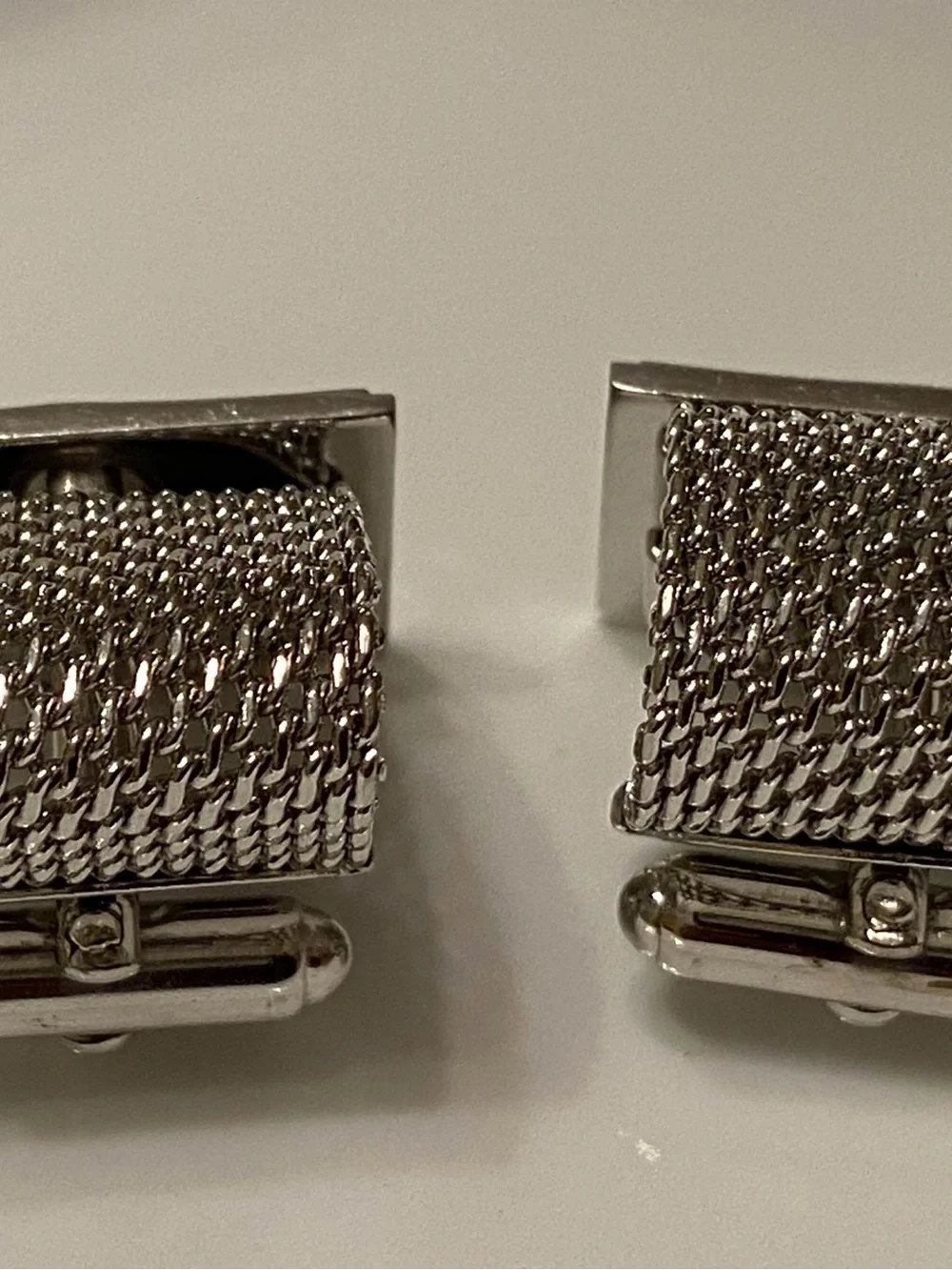 Brushed Metal Square Cufflinks for Men - Silver Finish